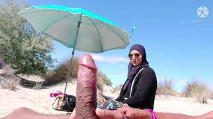 I shocked this Muslim by pulling my cock out at the beach!!
